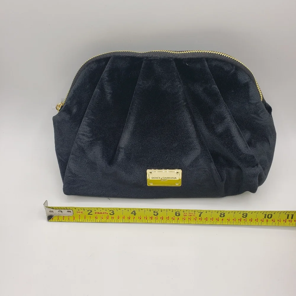 Dolce & Gabbana Black Velvet Pouch Cosmetic Makeup Bag